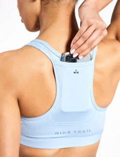 Nike Trail Swoosh On-The-Run Sports Bra - Light Armory Blue/Ashen Slate -The Sports Edit Nike trail swoosh on the run sports bra blue ashen slate fn2909 440 FN2909 440 S0049