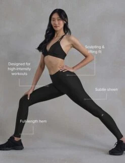 High Waisted Airlift Leggings - Black -The Sports Edit PDPImage 1