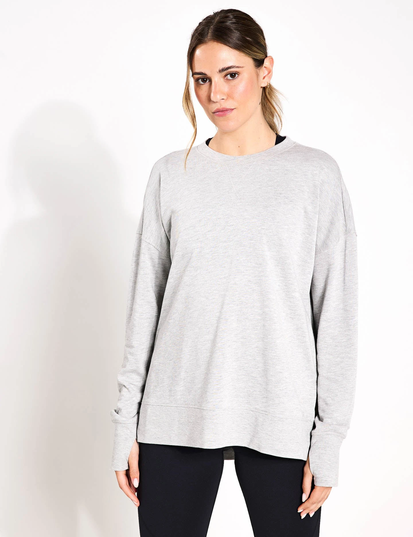 Sweaty Betty After Class Longline Sweatshirt - Light Grey Marl 3 Sweaty Betty After Class Longline Sweatshirt - Light Grey Marl