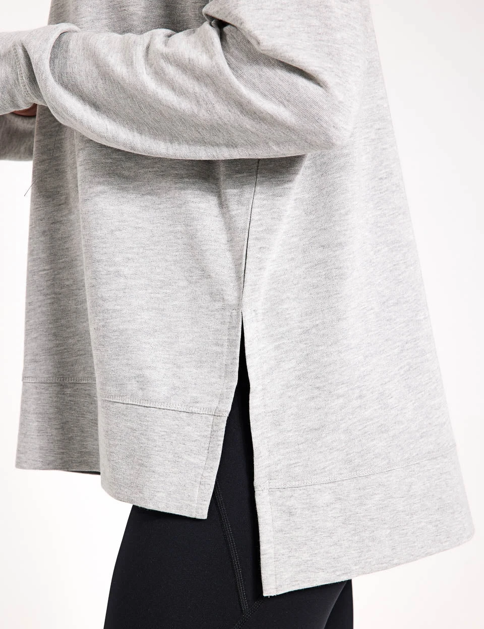 Sweaty Betty After Class Longline Sweatshirt - Light Grey Marl 5 Sweaty Betty After Class Longline Sweatshirt - Light Grey Marl - Image 3