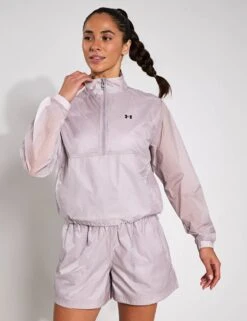 Under Armour Rival Woven 1/2 Zip Anorak - Grey Dawn/Black