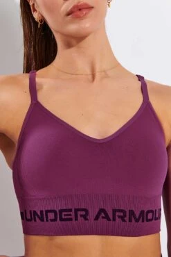 Under Armour Seamless Low Long Sports Bra - Pink Quartz/Polaris Purple -The Sports Edit Under Armour UA Seamless Low Long Bra 1357719 678 Pink Quartz Polaris Purple Polaris Purple 0034