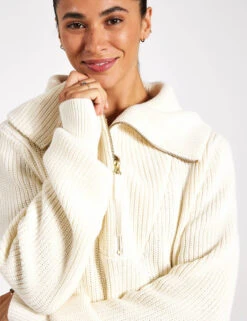 Varley Mentone Half-Zip Knit Pullover - Egret -The Sports Edit Varley Mentone Knit VAR00615 Egret 0026
