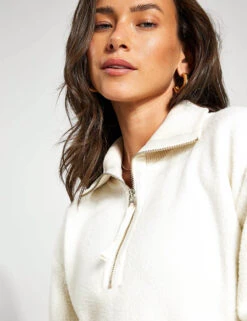 Varley Roselle Half Zip Fleece - Egret -The Sports Edit Varley ROSELLE HALF ZIP FLEECE VAR01167 egret 0018
