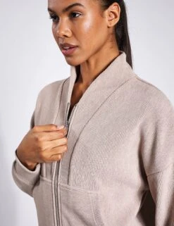 Varley Rosanne Zip Through Sweat - Taupe Marl 11 Varley Rosanne Zip Through Sweat - Taupe Marl -The Sports Edit Varley Rosanne Zip Through Sweat VAR01350 Taupe Marl 0019