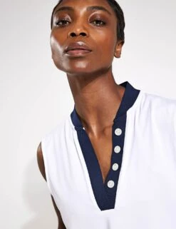 Varley Shelby Performance Tank - White/Blue Nights -The Sports Edit Varley Shelby performance tank VAR02009 WHI White blue nights 0027