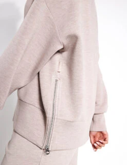 Varley Priya Longline Sweat - Taupe Marl -The Sports Edit Varley priya longline sweat VAR01708 TAUPE taupe marl 0031