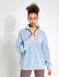 Varley Rhea Half-Zip Sweat - Ashley Blue -The Sports Edit Varley rhea half zip sweat VAR01711 BLU ashley blue 0015