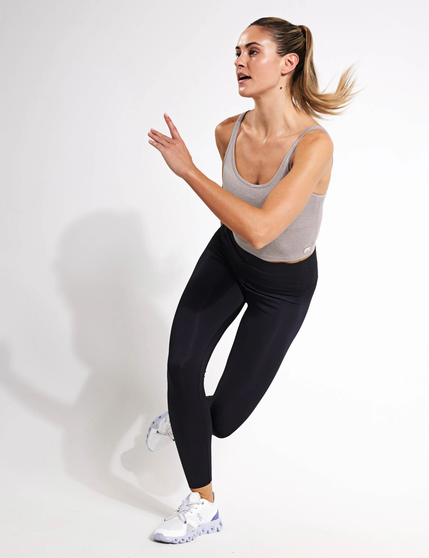 Vuori Halo Performance Crop - Soft Pewter Heather 4 Vuori Halo Performance Crop - Soft Pewter Heather - Image 2