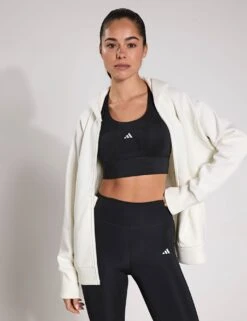 ADIDAS ALL SZN Fleece Full-Zip Hoodie - Off White -The Sports Edit adidas ALL SZN Fleece Full Zip Hoodie Off White JD4689S 0034