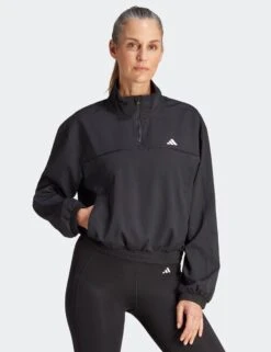 ADIDAS AEROREADY Train Essentials Woven Quarter-Zip Track Jacket - Black/White