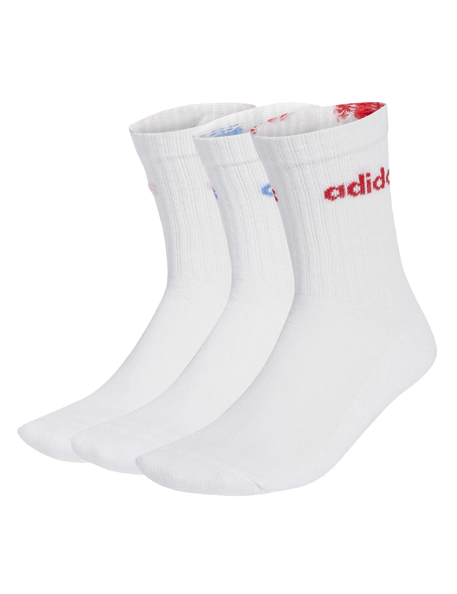 ADIDAS Linear Crew Cushioned Socks 3 Pairs - White/Powder Teal/Clear Pink/Blue Fusion 3 ADIDAS Linear Crew Cushioned Socks 3 Pairs - White/Powder Teal/Clear Pink/Blue Fusion
