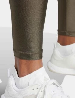 ADIDAS Optime Essentials Shine 7/8 Leggings - Shadow Olive -The Sports Edit adidas optime essentials shine 7 8 leggings olive ix4984 3