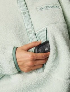 ADIDAS Terrex Xploric High Pile Fleece Pullover Sweatshirt - Linen Green -The Sports Edit adidas terrex xploric high pile fleece pullover sweatshirt green je3887 6