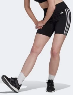 ADIDAS Training Essentials 3-Stripes High Waisted Short Leggings - Black