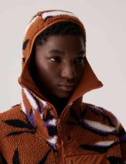 Jacquard Fleece Top - Dark Caramel/Lilac -The Sports Edit adidas x stella mccartney jacquard fleece top caramel lilac ik9340 2