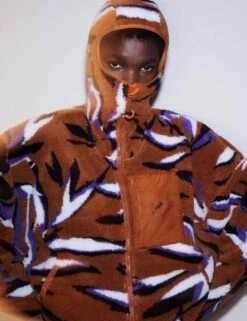 Jacquard Fleece Top - Dark Caramel/Lilac -The Sports Edit adidas x stella mccartney jacquard fleece top caramel lilac ik9340 4