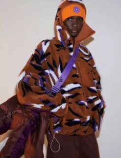 Jacquard Fleece Top - Dark Caramel/Lilac -The Sports Edit adidas x stella mccartney jacquard fleece top caramel lilac ik9340 6