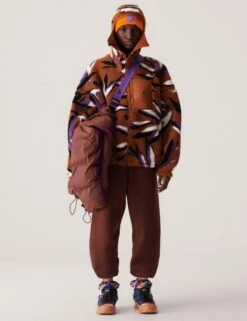 Jacquard Fleece Top - Dark Caramel/Lilac -The Sports Edit adidas x stella mccartney jacquard fleece top caramel lilac ik9340 8