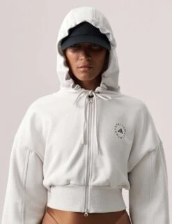 Sportswear Cropped Hoodie - Chalk Pearl -The Sports Edit adidas x stella mccartney sportswear cropped hoodie chalk pearl it8268 4