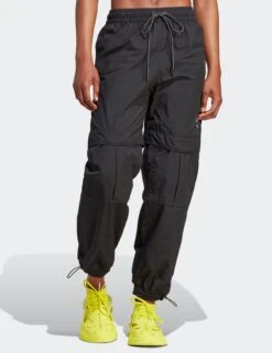 TrueCasuals Woven Solid Track Pants - Black