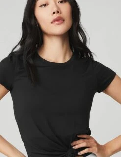 Alosoft Finesse Tee - Black -The Sports Edit alo yoga alosoft finesse tee black W1404R 3