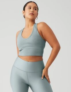 Goddess Ribbed Cropped Racerback Tank - Cosmic Grey 13 Goddess Ribbed Cropped Racerback Tank - Cosmic Grey -The Sports Edit alo yoga goddess ribbed cropped racerback tank cosmic grey W9565R 4