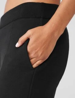 High Waisted Free Time Straight Leg Sweatpant - Black -The Sports Edit alo yoga hw free time straight leg sweatpant black W51203R 3