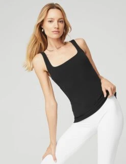 Ribbed Minimalist Tank - Black 12 Ribbed Minimalist Tank - Black -The Sports Edit alo yoga ribbed minimalist tank black W9470R 1