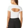 Beyond Yoga Featherweight Perspective Cropped Tee - Cloud White -The Sports Edit beyond yoga featherweight perspective cropped tee cloud white LWSD7842 3