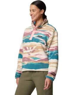Columbia Helvetia II Cropped Sherpa Half Snap Printed Fleece - River Blue Rogue Valley -The Sports Edit columbia helvetia ii cropped sherpa half snap printed fleece blue rogue valley 2098501364 5