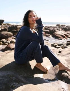 Hot Shot Long-Sleeve Onesie - Midnight Navy -The Sports Edit free people movement hot shot long sleeve onesie midnight navy ob1396643 4405 8