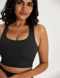 RIB Paloma Bra - Black -The Sports Edit girlfriend collective rib paloma bra black 1