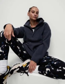 Borg Half Zip Longline Fleece Jacket - Nightshade