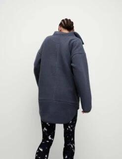 Borg Half Zip Longline Fleece Jacket - Nightshade -The Sports Edit goodmove borg half zip longline fleece jacket nightshade 5974 3