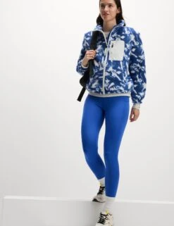 Borg Printed Funnel Neck Zip Up Fleece Jacket - Blue/White 11 Borg Printed Funnel Neck Zip Up Fleece Jacket - Blue/White -The Sports Edit goodmove borg printed funnel neck zip up fleece jacket blue white 6363p 4