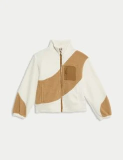 Borg Zip Up Funnel Neck Fleece - Ivory -The Sports Edit goodmove borg zip up funnel neck fleece ivory 6196 1