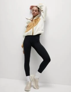 Borg Zip Up Funnel Neck Fleece - Ivory -The Sports Edit goodmove borg zip up funnel neck fleece ivory 6196 5