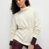 Cotton Rich Brushed Funnel Neck Sweatshirt - Ivory
