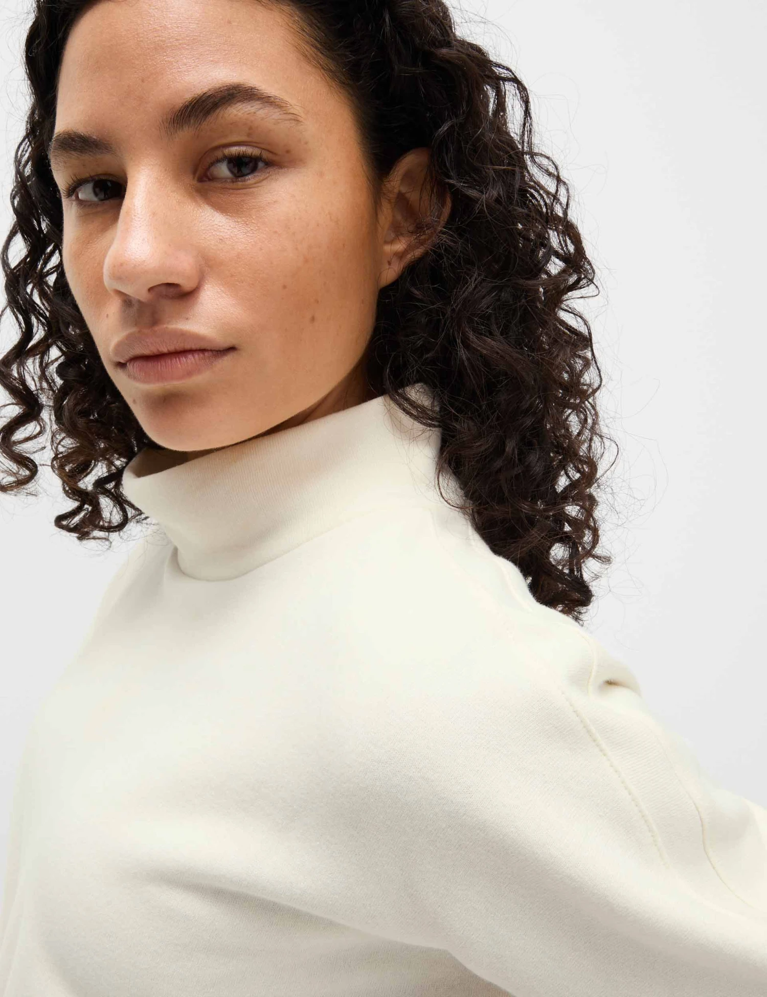 Cotton Rich Brushed Funnel Neck Sweatshirt - Ivory 6 Cotton Rich Brushed Funnel Neck Sweatshirt - Ivory - Image 4