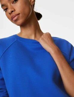 Cotton Rich Crew Neck Sweatshirt - Electric Blue 9 Cotton Rich Crew Neck Sweatshirt - Electric Blue -The Sports Edit goodmove cotton rich crew neck sweatshirt electric blue T51 3009R 3