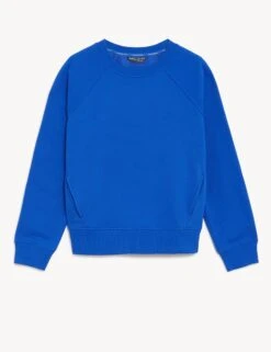 Cotton Rich Crew Neck Sweatshirt - Electric Blue 11 Cotton Rich Crew Neck Sweatshirt - Electric Blue -The Sports Edit goodmove cotton rich crew neck sweatshirt electric blue T51 3009R 4