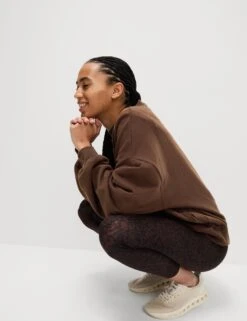 Cotton Rich Oversized Sweatshirt - Dark Chocolate -The Sports Edit goodmove cotton rich oversized sweatshirt dark chocolate 6172 4