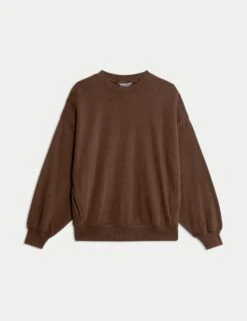 Cotton Rich Oversized Sweatshirt - Dark Chocolate -The Sports Edit goodmove cotton rich oversized sweatshirt dark chocolate 6172 6