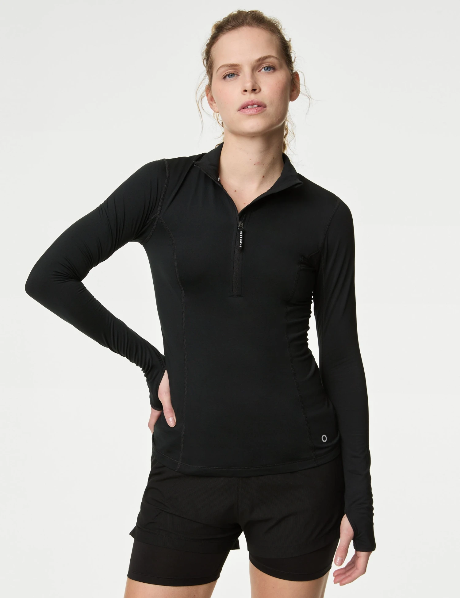 Funnel Neck Half Zip Running Top - Black 3 Funnel Neck Half Zip Running Top - Black