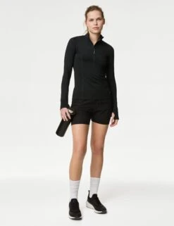 Funnel Neck Half Zip Running Top - Black 11 Funnel Neck Half Zip Running Top - Black -The Sports Edit goodmove funnel neck half zip running top black 5231p blp 6