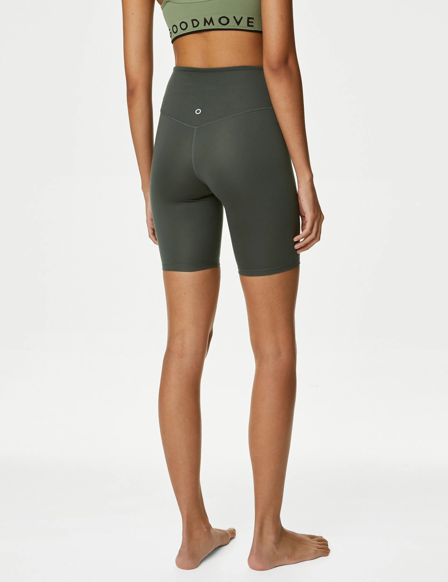 Go Balance High Waisted Yoga Shorts - Dark Olive 4 Go Balance High Waisted Yoga Shorts - Dark Olive - Image 2