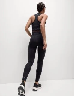 Go Move Printed Embossed High Waisted Gym Leggings - Black -The Sports Edit goodmove go move printed embossed hw gym leggings black 6545e 6