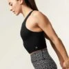 Printed High Neck Padded Yoga Crop Top - Black Mix 2 Printed High Neck Padded Yoga Crop Top - Black Mix -The Sports Edit goodmove high neck padded yoga crop vest top black T51 5338 1