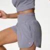 High Waisted Sports Shorts - Lavender Grey